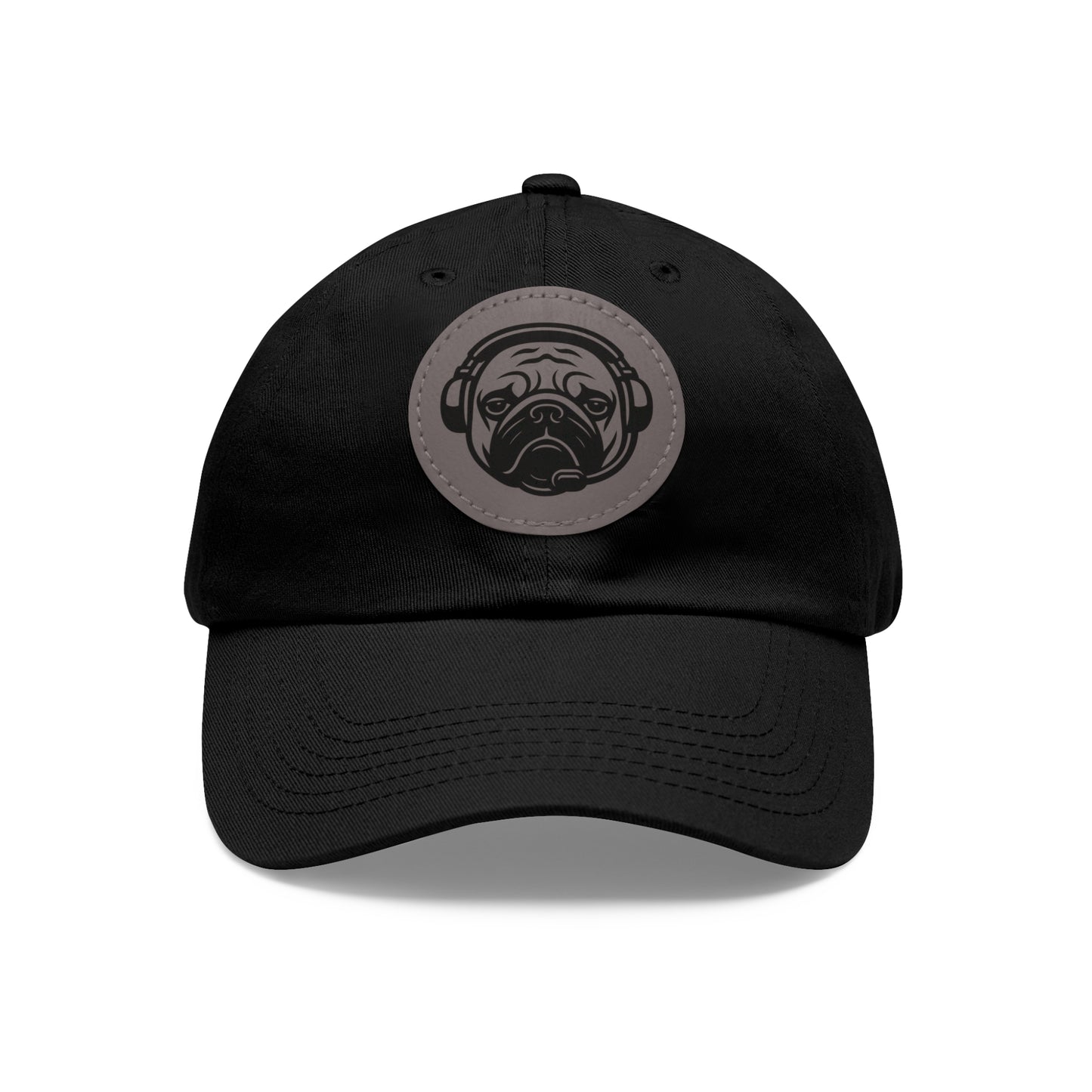 [Black] Unisex Poogstek Hat with Leather Patch, Cute Pet Lover Cap, Gift for Dog Owners, Adjustable Baseball Cap, Fun Casual Headwear