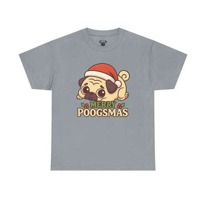 Cute Merry Poogsmas Pug Tee, Casual Dog Lover's T-Shirt, Christmas Gift for Pet Owners, Funny Friendship Shirt, Unisex Cotton Tee