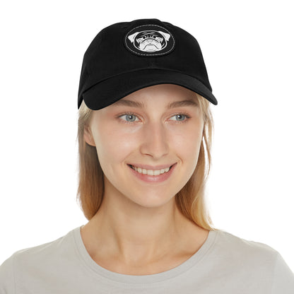 [Black] Unisex Poogs Hat with Leather Patch, Cute Pet Lover Cap, Gift for Dog Owners, Adjustable Baseball Cap, Fun Casual Headwear