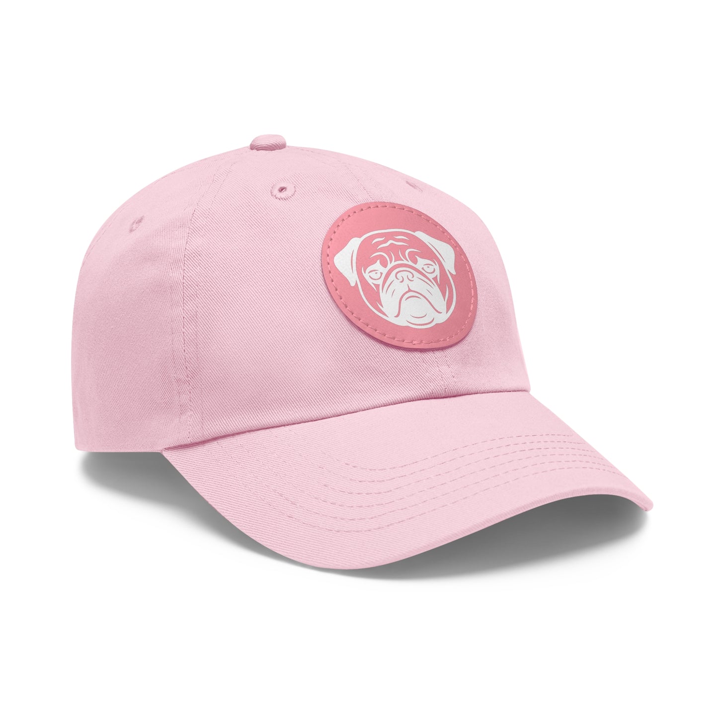 [Pink] Unisex Poogs Hat with Leather Patch, Cute Pet Lover Cap, Gift for Dog Owners, Adjustable Baseball Cap, Fun Casual Headwear