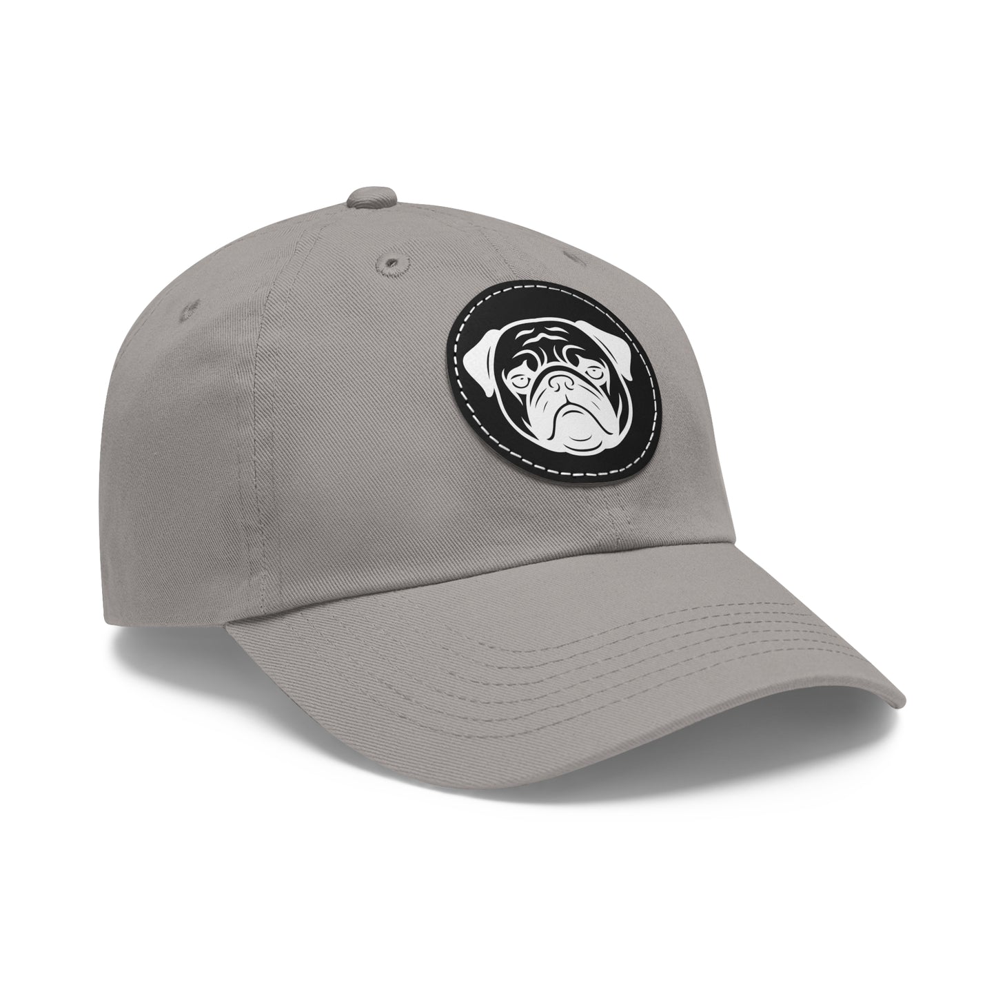 [Gray] Unisex Poogs Hat with Leather Patch, Cute Pet Lover Cap, Gift for Dog Owners, Adjustable Baseball Cap, Fun Casual Headwear