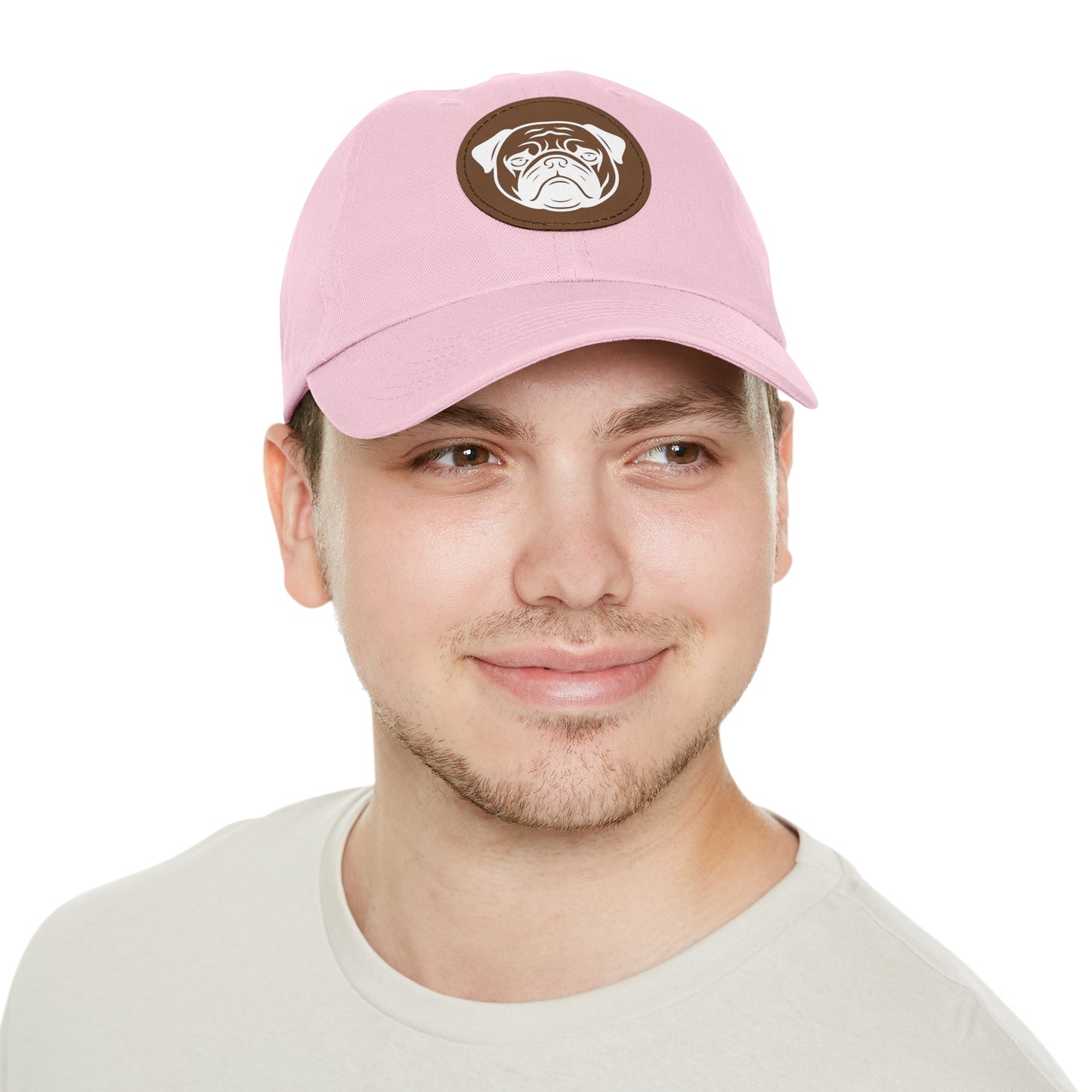 [Pink] Unisex Poogs Hat with Leather Patch, Cute Pet Lover Cap, Gift for Dog Owners, Adjustable Baseball Cap, Fun Casual Headwear