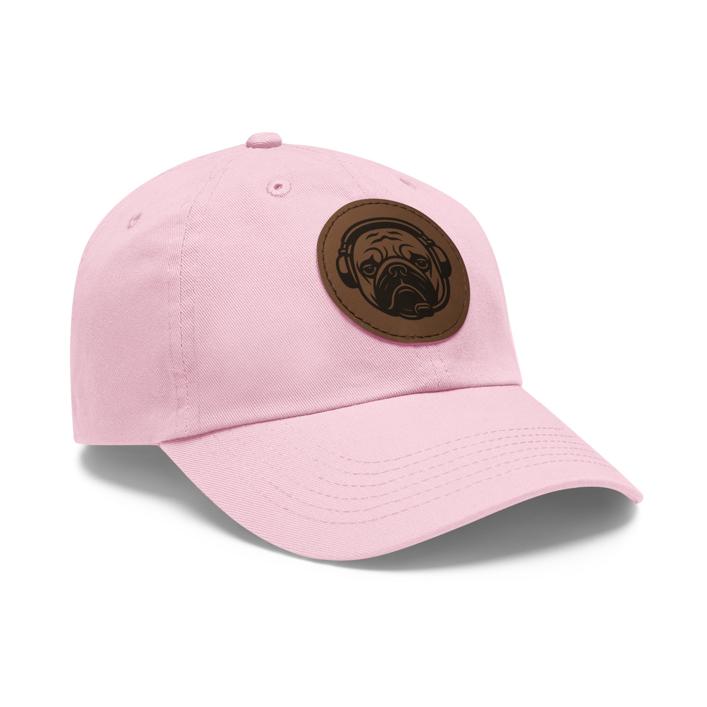 [Pink] Unisex Poogstek Hat with Leather Patch, Cute Pet Lover Cap, Gift for Dog Owners, Adjustable Baseball Cap, Fun Casual Headwear