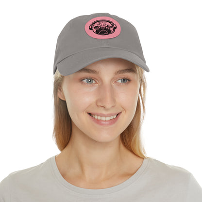 [Grey] Unisex Poogstek Hat with Leather Patch, Cute Pet Lover Cap, Gift for Dog Owners, Adjustable Baseball Cap, Fun Casual Headwear