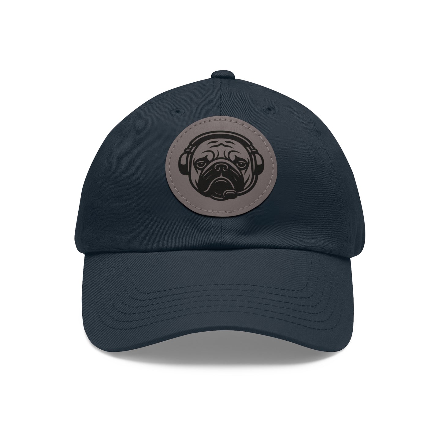[Navy] Unisex Poogstek Hat with Leather Patch, Cute Pet Lover Cap, Gift for Dog Owners, Adjustable Baseball Cap, Fun Casual Headwear