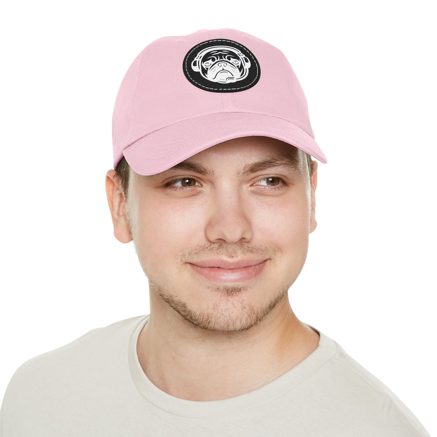 [Pink] Unisex Poogstek Hat with Leather Patch, Cute Pet Lover Cap, Gift for Dog Owners, Adjustable Baseball Cap, Fun Casual Headwear