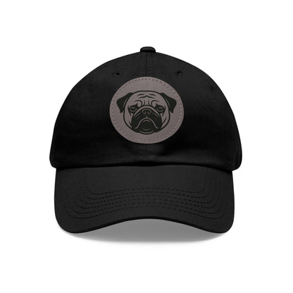 [Black] Unisex Poogs Hat with Leather Patch, Cute Pet Lover Cap, Gift for Dog Owners, Adjustable Baseball Cap, Fun Casual Headwear