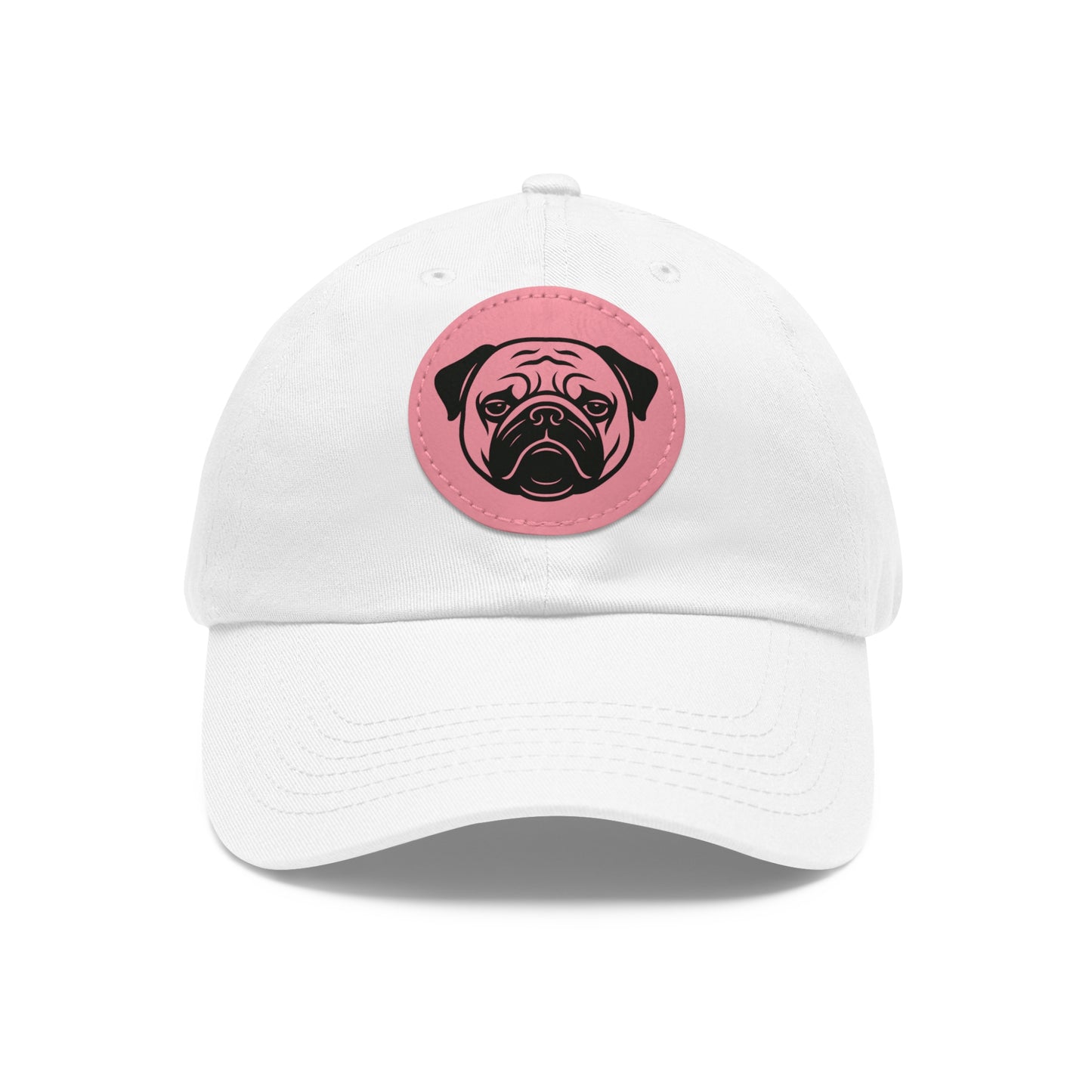 [White] Unisex Poogs Hat with Leather Patch, Cute Pet Lover Cap, Gift for Dog Owners, Adjustable Baseball Cap, Fun Casual Headwear
