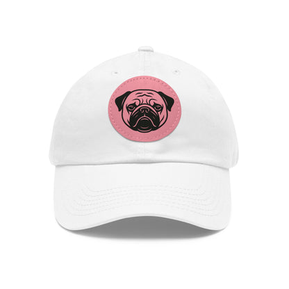 [White] Unisex Poogs Hat with Leather Patch, Cute Pet Lover Cap, Gift for Dog Owners, Adjustable Baseball Cap, Fun Casual Headwear