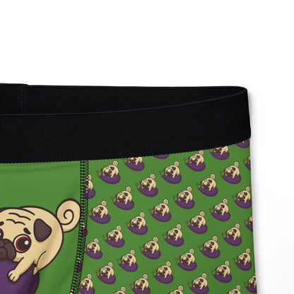 Whimsical Pug-Themed Men's Boxers, Fun Underwear for Dog Lovers, Unique Gifts, AOP Printed Boxers, Playful Everyday Comfort