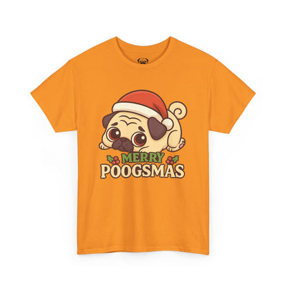Cute Merry Poogsmas Pug Tee, Casual Dog Lover's T-Shirt, Christmas Gift for Pet Owners, Funny Friendship Shirt, Unisex Cotton Tee