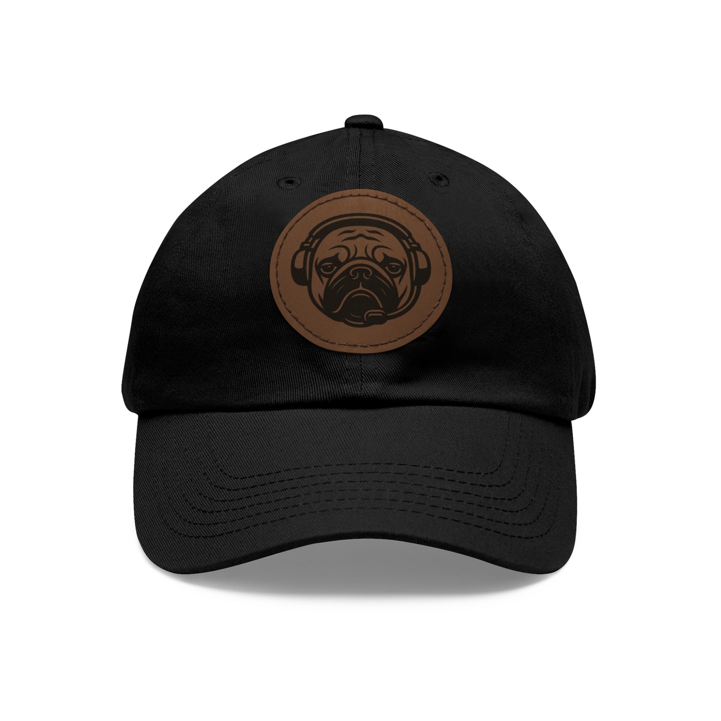 [Black] Unisex Poogstek Hat with Leather Patch, Cute Pet Lover Cap, Gift for Dog Owners, Adjustable Baseball Cap, Fun Casual Headwear