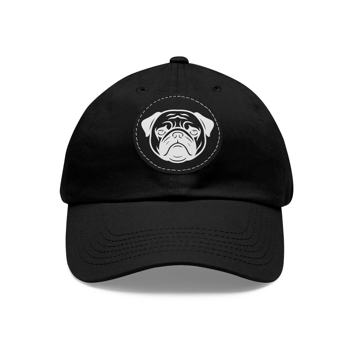 [Black] Unisex Poogs Hat with Leather Patch, Cute Pet Lover Cap, Gift for Dog Owners, Adjustable Baseball Cap, Fun Casual Headwear