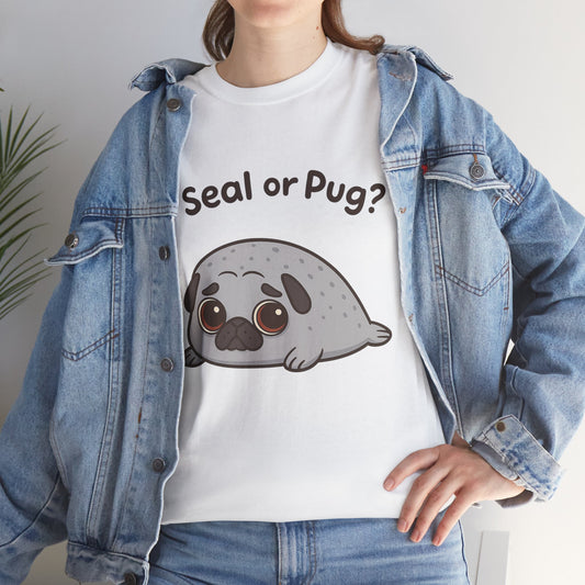 Cute Pug or Seal Tee, Casual Dog Lover's T-Shirt, Gift for Pet Owners, Funny Friendship Shirt, Unisex Cotton Tee