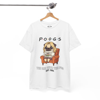 Cute Friends Poogs The One with The Pug Rachel Tee, Casual Dog Lover's T-Shirt, Gift for Pet Owners, Funny Friendship Shirt, Unisex Cotton Tee