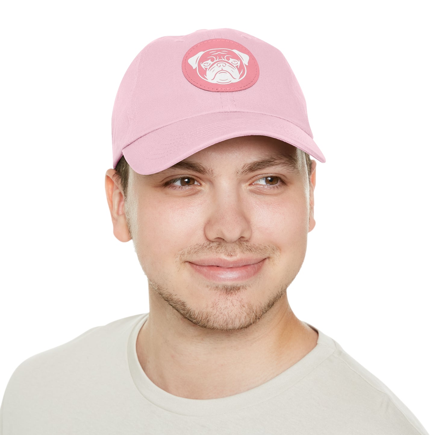 [Pink] Unisex Poogs Hat with Leather Patch, Cute Pet Lover Cap, Gift for Dog Owners, Adjustable Baseball Cap, Fun Casual Headwear