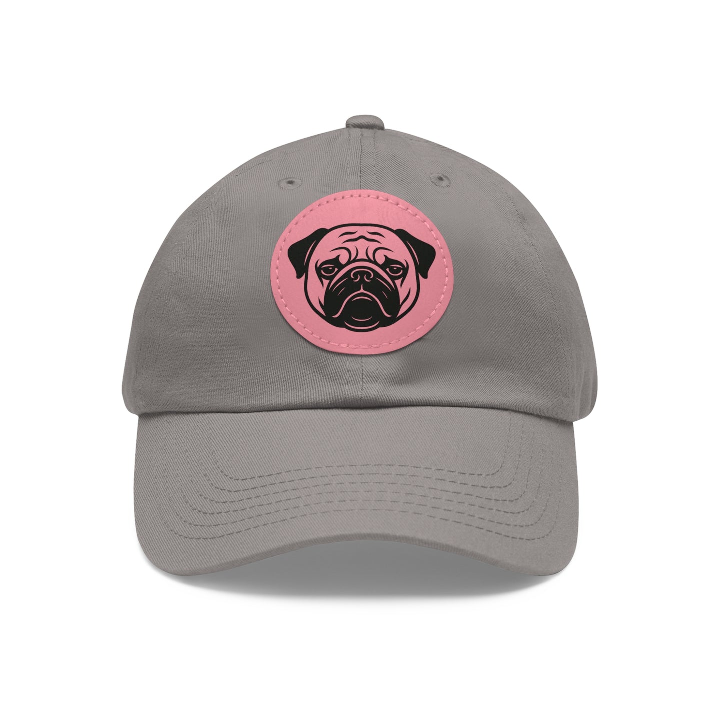 [Gray] Unisex Poogs Hat with Leather Patch, Cute Pet Lover Cap, Gift for Dog Owners, Adjustable Baseball Cap, Fun Casual Headwear