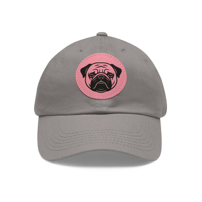 [Gray] Unisex Poogs Hat with Leather Patch, Cute Pet Lover Cap, Gift for Dog Owners, Adjustable Baseball Cap, Fun Casual Headwear