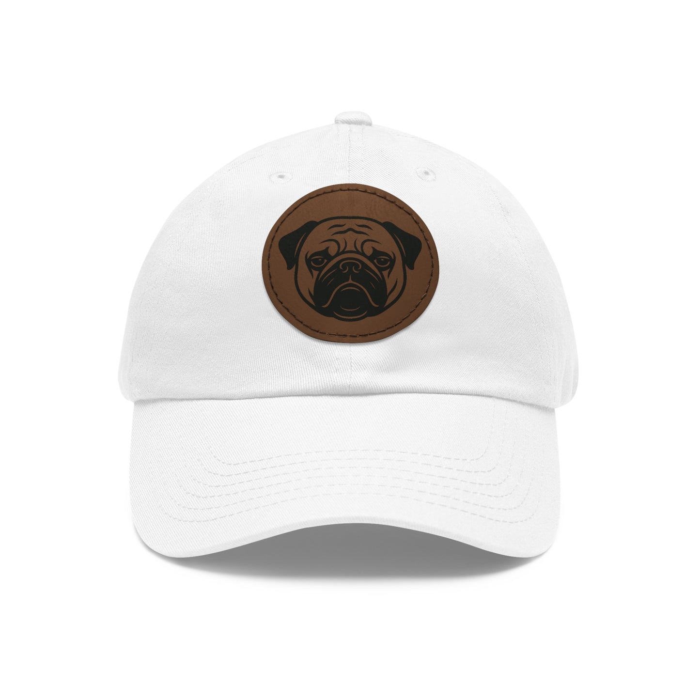 [White] Unisex Poogs Hat with Leather Patch, Cute Pet Lover Cap, Gift for Dog Owners, Adjustable Baseball Cap, Fun Casual Headwear