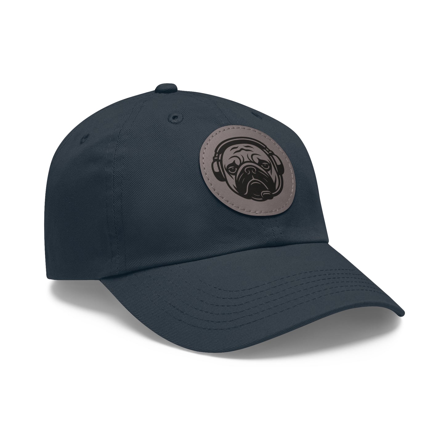 [Navy] Unisex Poogstek Hat with Leather Patch, Cute Pet Lover Cap, Gift for Dog Owners, Adjustable Baseball Cap, Fun Casual Headwear