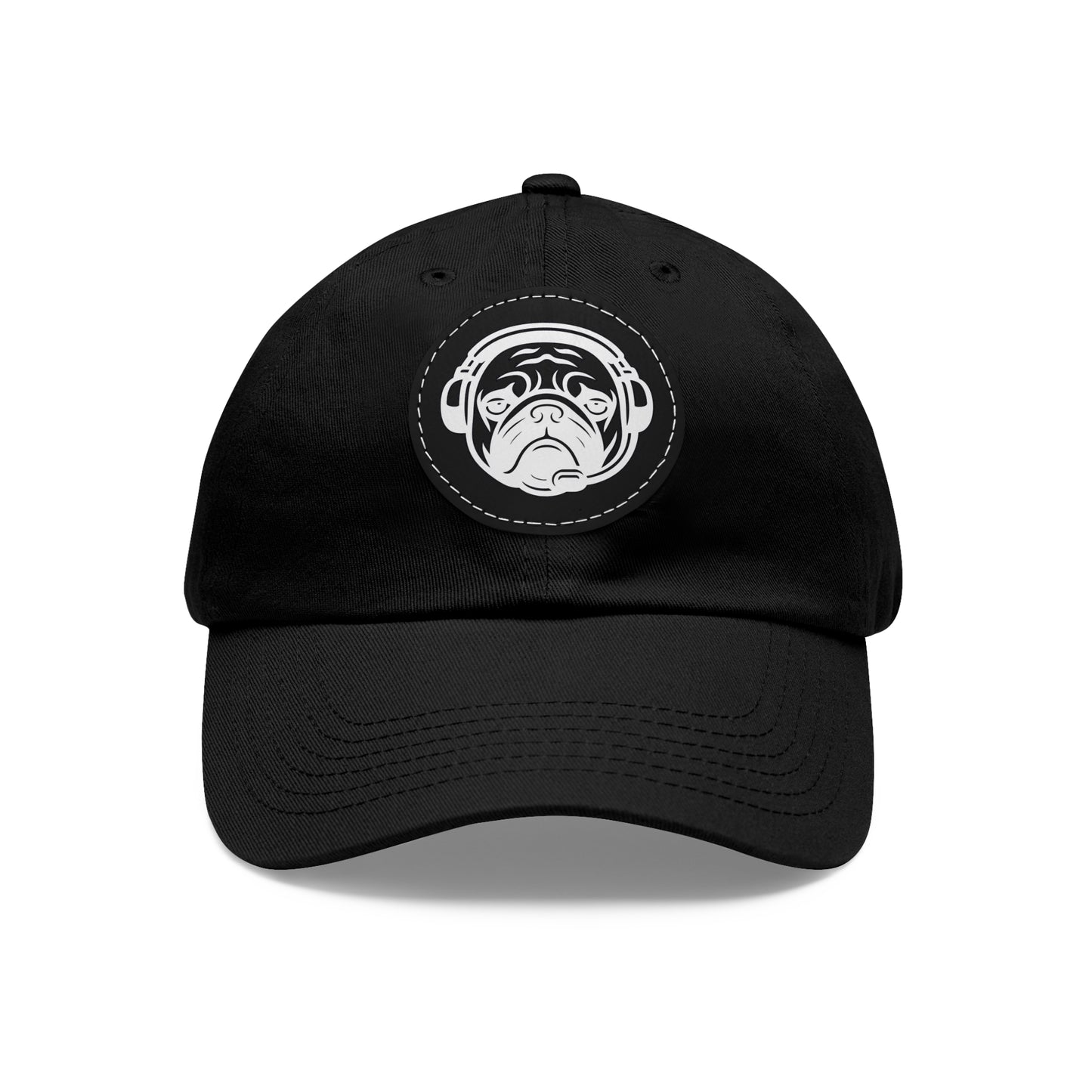 [Black] Unisex Poogstek Hat with Leather Patch, Cute Pet Lover Cap, Gift for Dog Owners, Adjustable Baseball Cap, Fun Casual Headwear