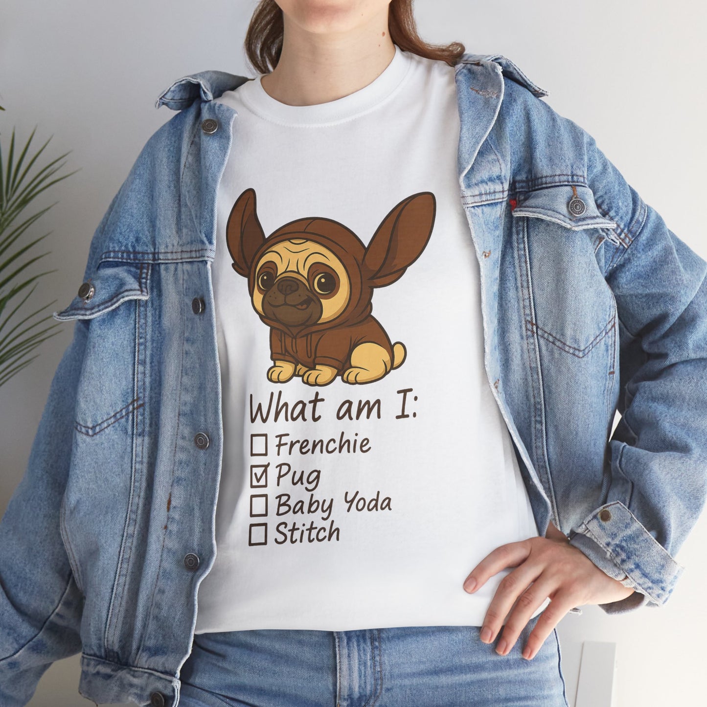 Pug Frenchie or Baby Yoda Tee, Casual Dog Lover's T-Shirt, Halloween Gift for Pet Owners, Funny Friendship Shirt, Unisex Cotton Tee