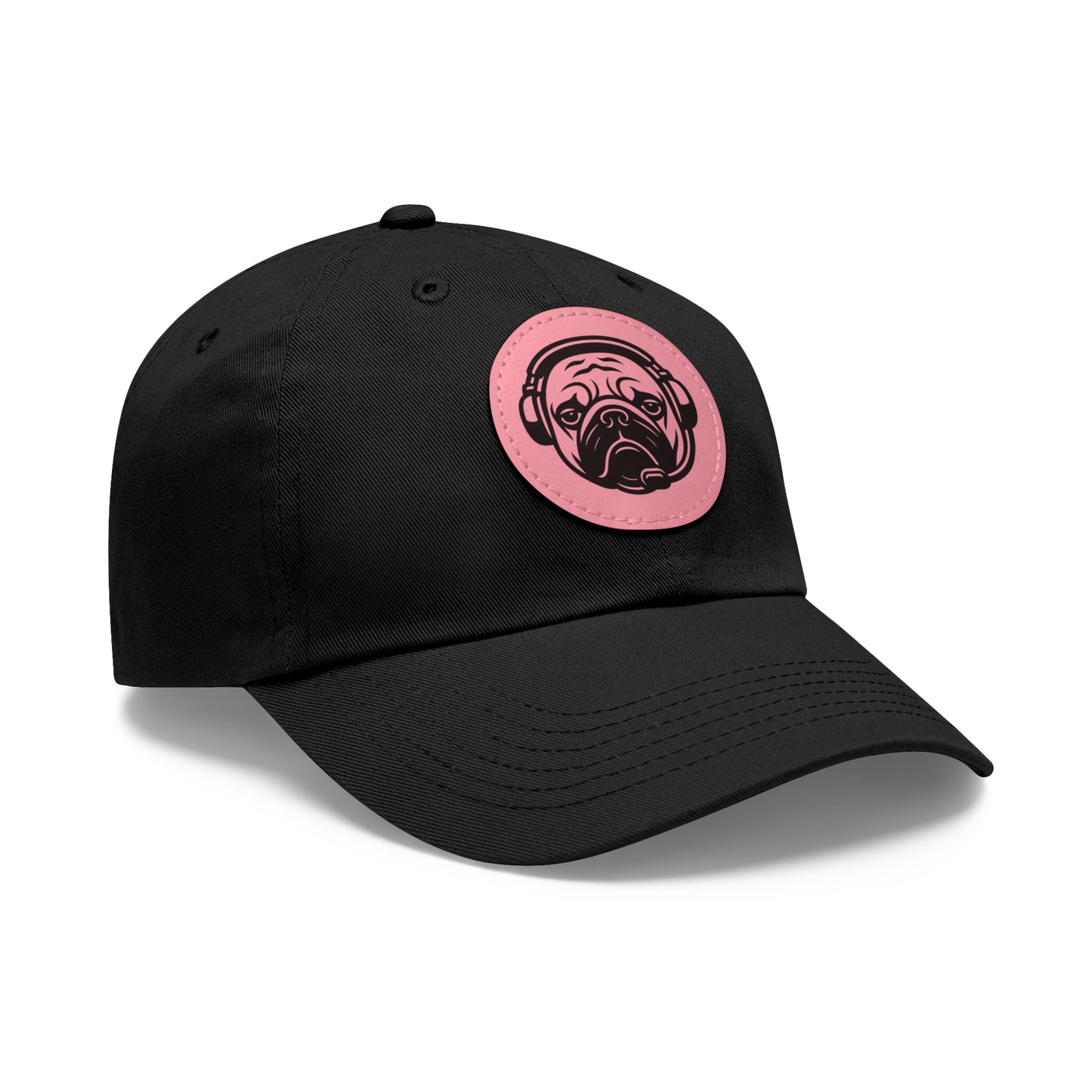 [Black] Unisex Poogstek Hat with Leather Patch, Cute Pet Lover Cap, Gift for Dog Owners, Adjustable Baseball Cap, Fun Casual Headwear