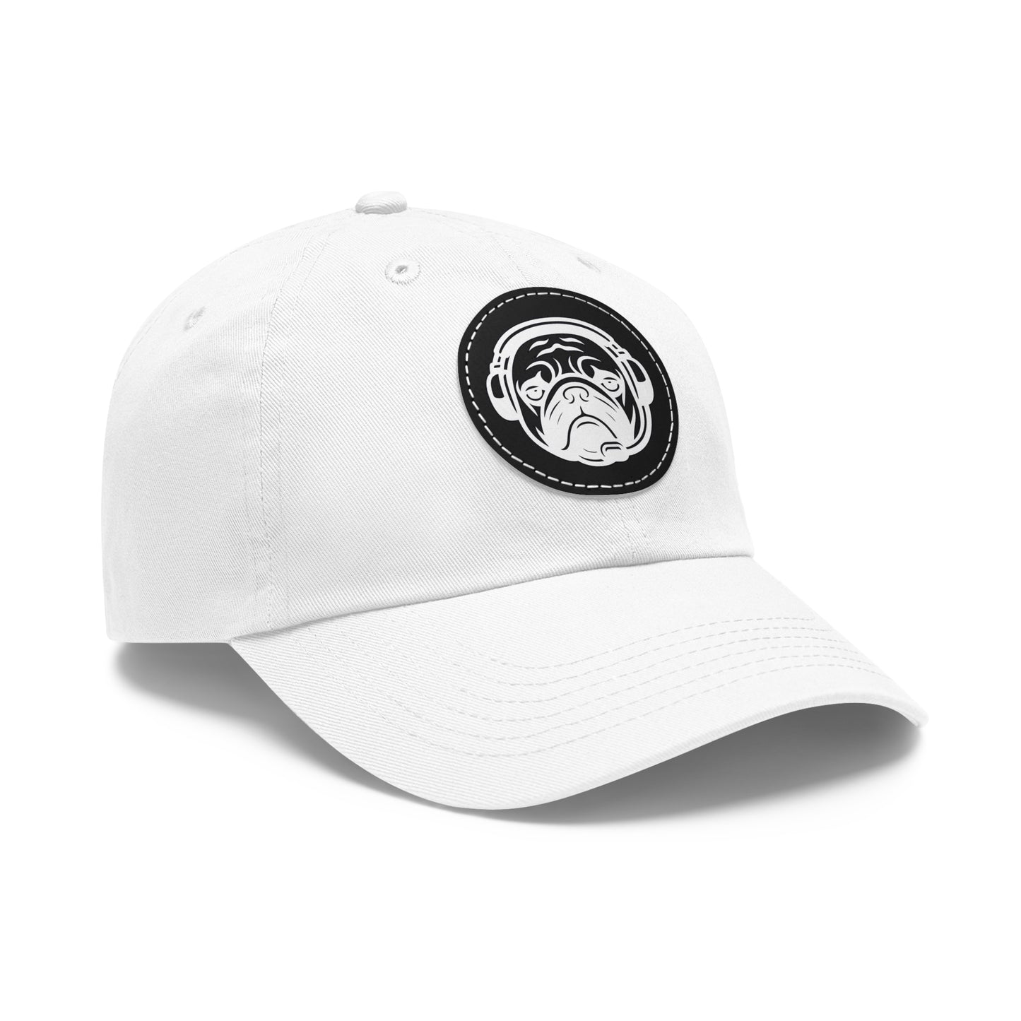 [White] Unisex Poogstek Hat with Leather Patch, Cute Pet Lover Cap, Gift for Dog Owners, Adjustable Baseball Cap, Fun Casual Headwear