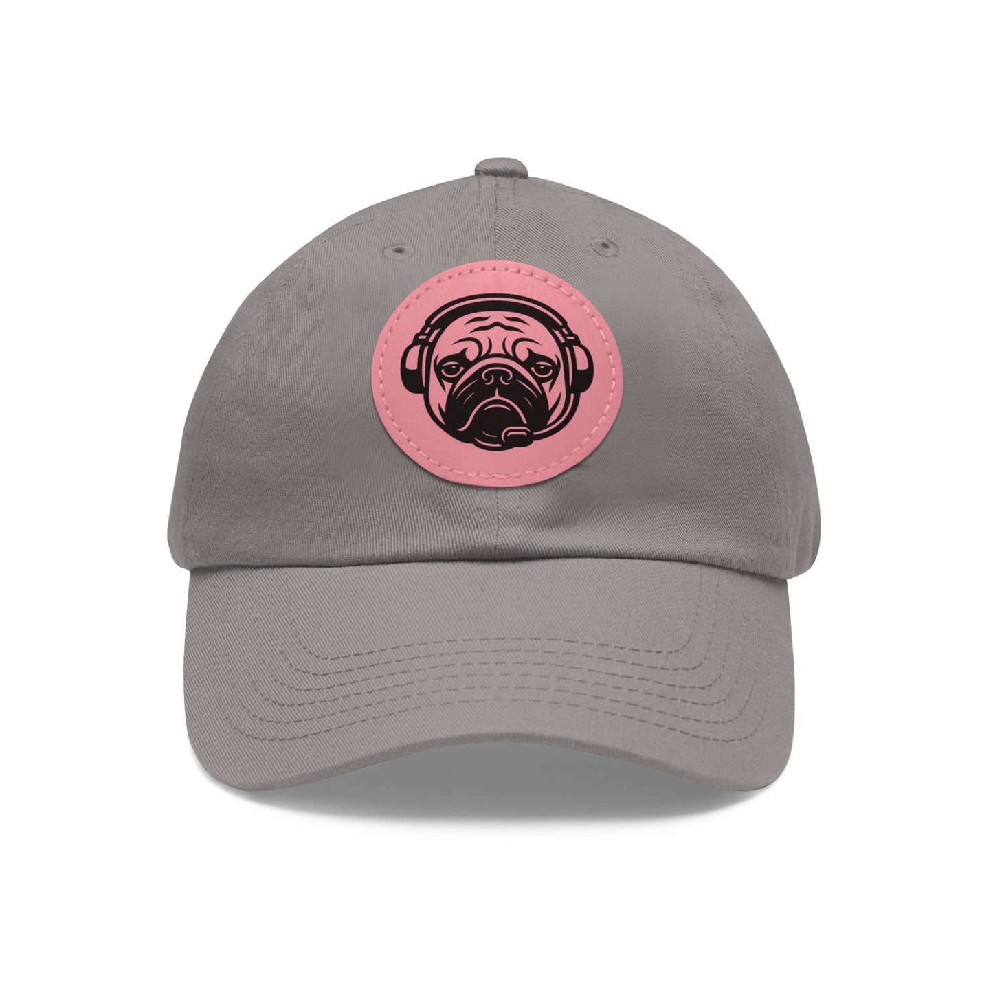 [Grey] Unisex Poogstek Hat with Leather Patch, Cute Pet Lover Cap, Gift for Dog Owners, Adjustable Baseball Cap, Fun Casual Headwear