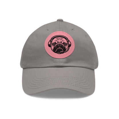 [Grey] Unisex Poogstek Hat with Leather Patch, Cute Pet Lover Cap, Gift for Dog Owners, Adjustable Baseball Cap, Fun Casual Headwear