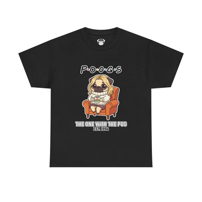 Cute Friends Poogs The One with The Pug Rachel Tee, Casual Dog Lover's T-Shirt, Gift for Pet Owners, Funny Friendship Shirt, Unisex Cotton Tee