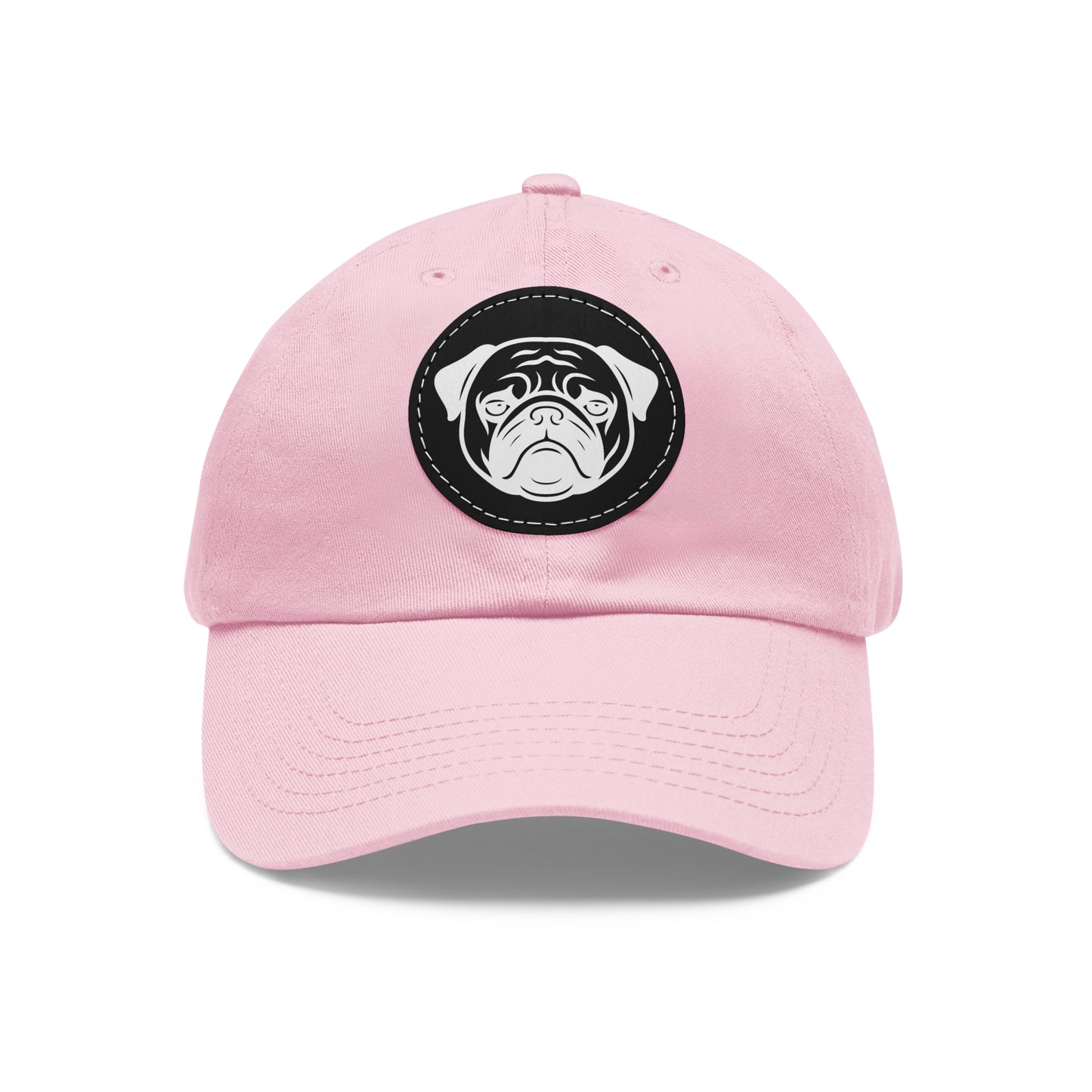 [Pink] Unisex Poogs Hat with Leather Patch, Cute Pet Lover Cap, Gift for Dog Owners, Adjustable Baseball Cap, Fun Casual Headwear