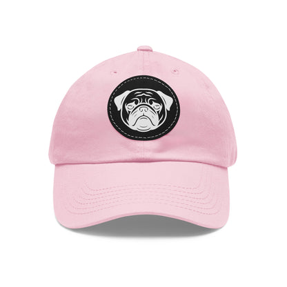 [Pink] Unisex Poogs Hat with Leather Patch, Cute Pet Lover Cap, Gift for Dog Owners, Adjustable Baseball Cap, Fun Casual Headwear