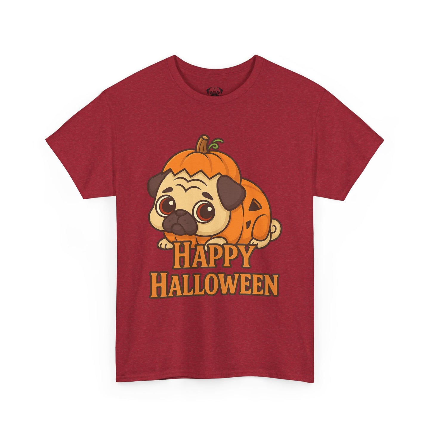 Cute Halloween Pumpkin Pug Tee, Casual Dog Lover's T-Shirt, Halloween Gift for Pet Owners, Funny Friendship Shirt, Unisex Cotton Tee