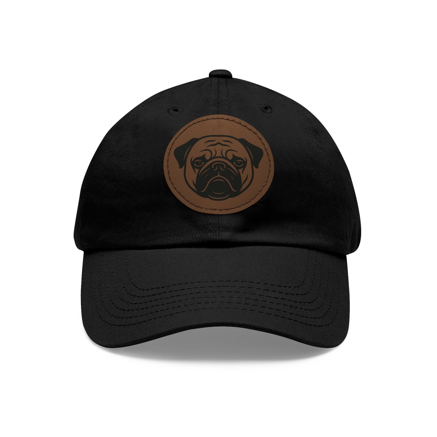 [Black] Unisex Poogs Hat with Leather Patch, Cute Pet Lover Cap, Gift for Dog Owners, Adjustable Baseball Cap, Fun Casual Headwear