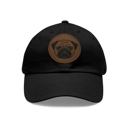 [Black] Unisex Poogs Hat with Leather Patch, Cute Pet Lover Cap, Gift for Dog Owners, Adjustable Baseball Cap, Fun Casual Headwear