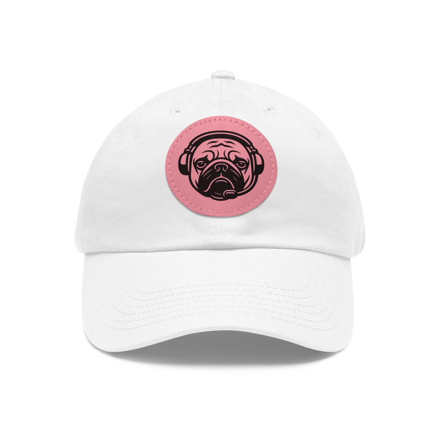 [White] Unisex Poogstek Hat with Leather Patch, Cute Pet Lover Cap, Gift for Dog Owners, Adjustable Baseball Cap, Fun Casual Headwear