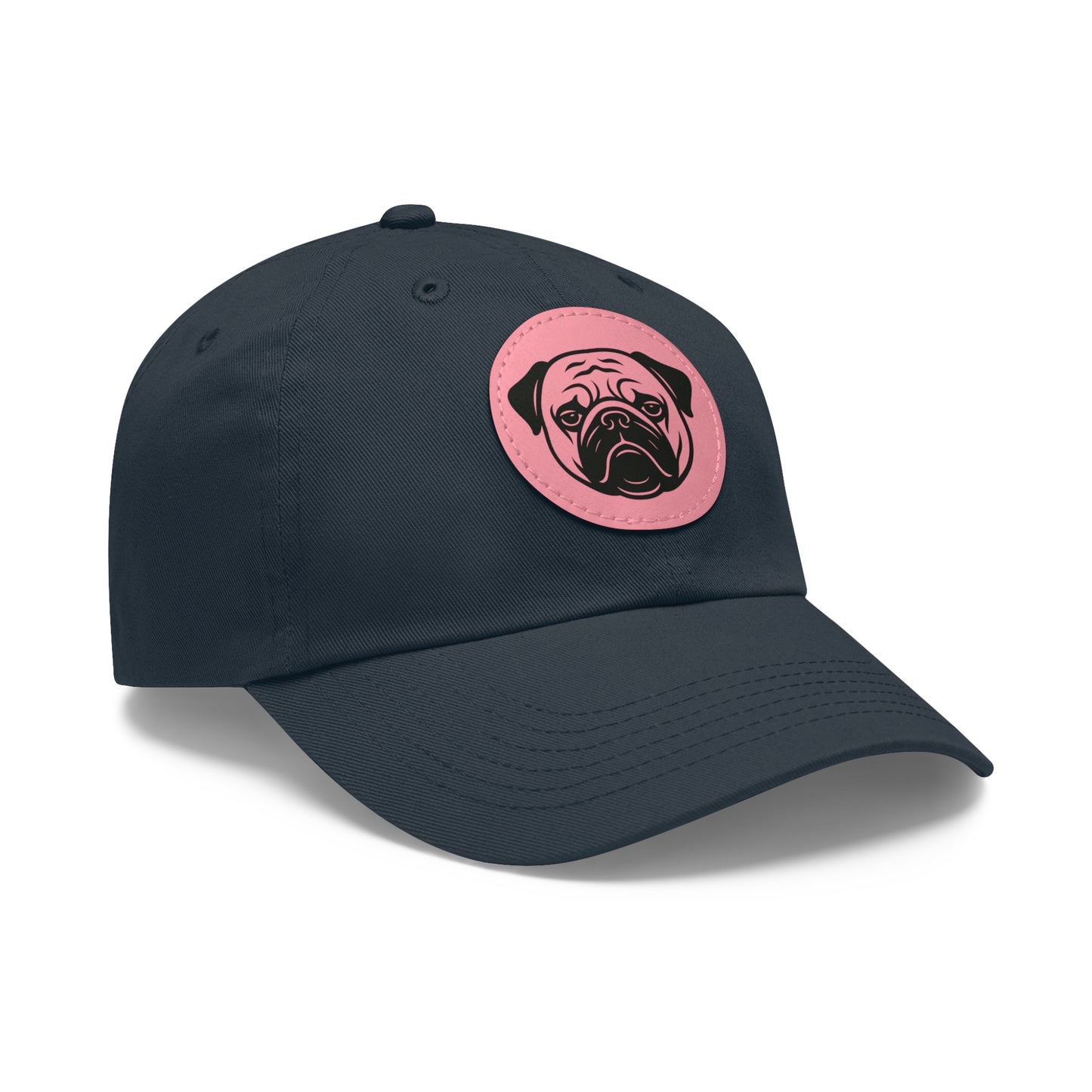 [Navy] Unisex Poogs Hat with Leather Patch, Cute Pet Lover Cap, Gift for Dog Owners, Adjustable Baseball Cap, Fun Casual Headwear