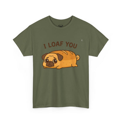 Cute Pug Loaf You Bread Tee, Casual Dog Lover's T-Shirt, Halloween Gift for Pet Owners, Funny Friendship Shirt, Unisex Cotton Tee