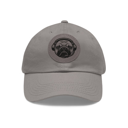 [Grey] Unisex Poogstek Hat with Leather Patch, Cute Pet Lover Cap, Gift for Dog Owners, Adjustable Baseball Cap, Fun Casual Headwear