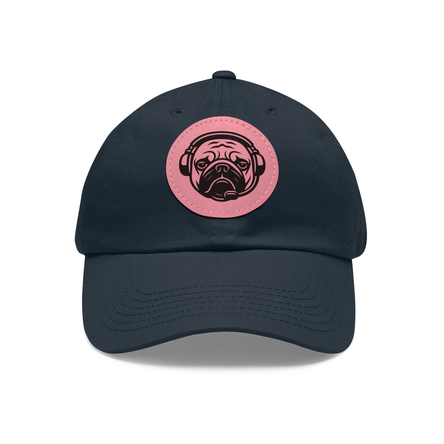 [Navy] Unisex Poogstek Hat with Leather Patch, Cute Pet Lover Cap, Gift for Dog Owners, Adjustable Baseball Cap, Fun Casual Headwear