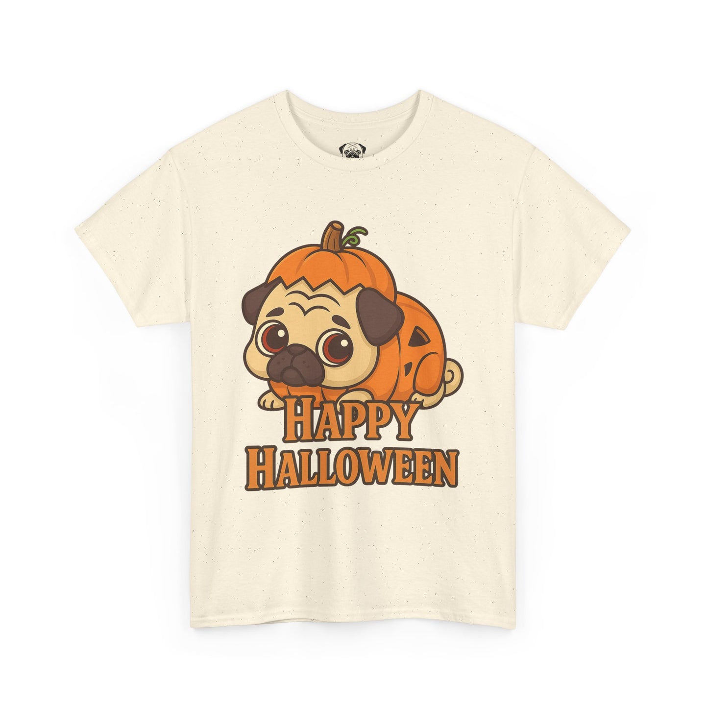 Cute Halloween Pumpkin Pug Tee, Casual Dog Lover's T-Shirt, Halloween Gift for Pet Owners, Funny Friendship Shirt, Unisex Cotton Tee