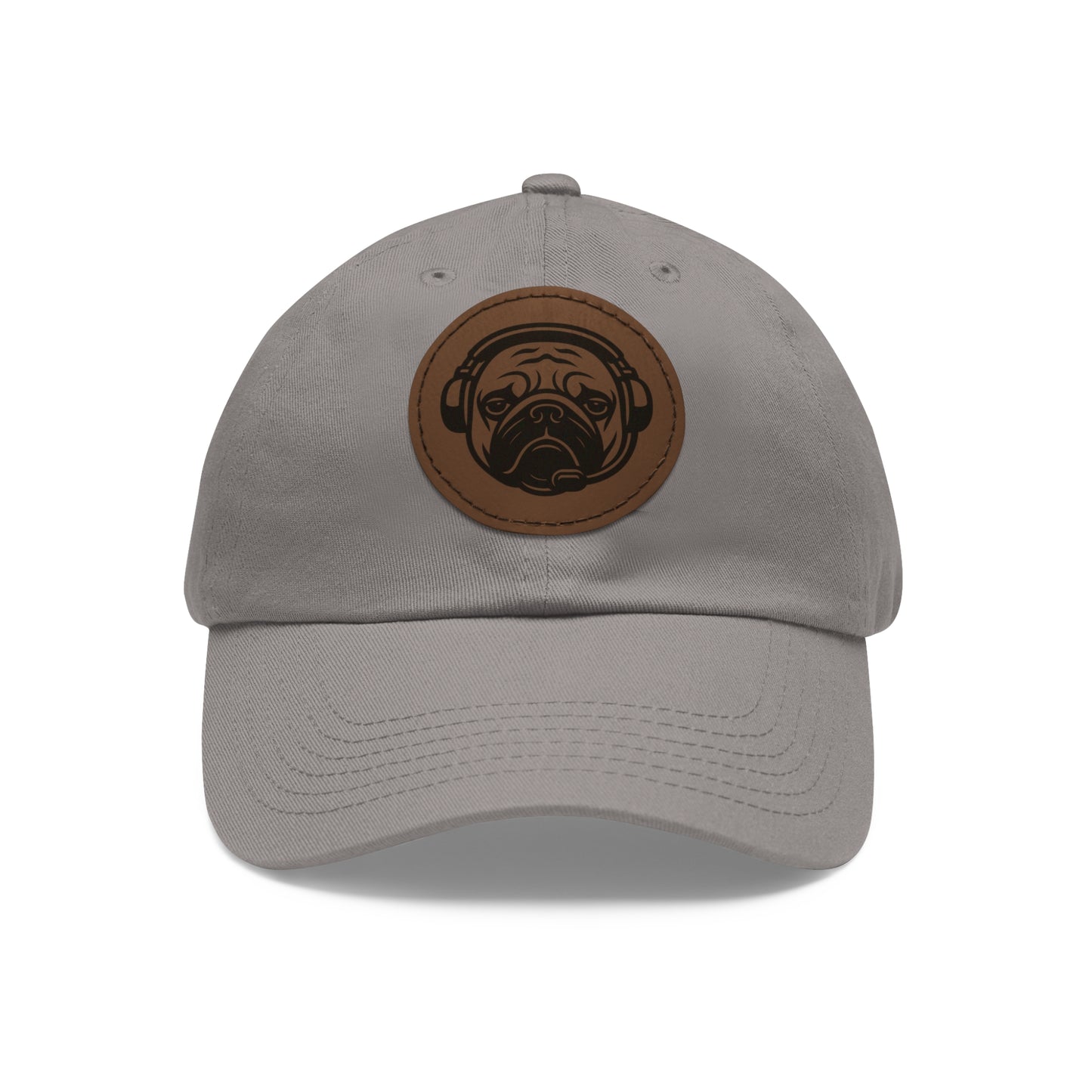 [Grey] Unisex Poogstek Hat with Leather Patch, Cute Pet Lover Cap, Gift for Dog Owners, Adjustable Baseball Cap, Fun Casual Headwear