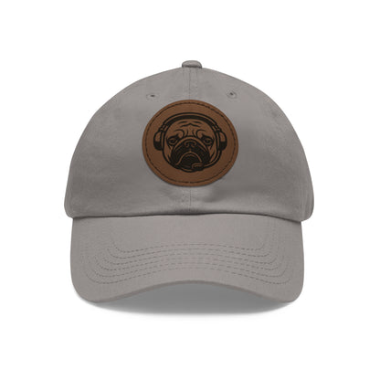 [Grey] Unisex Poogstek Hat with Leather Patch, Cute Pet Lover Cap, Gift for Dog Owners, Adjustable Baseball Cap, Fun Casual Headwear