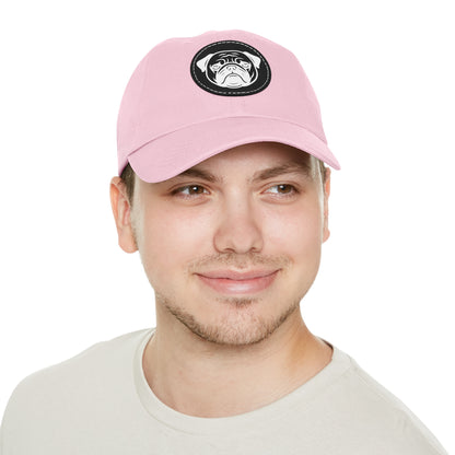 [Pink] Unisex Poogs Hat with Leather Patch, Cute Pet Lover Cap, Gift for Dog Owners, Adjustable Baseball Cap, Fun Casual Headwear
