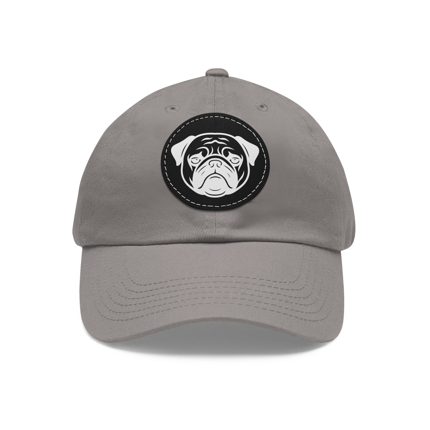 [Gray] Unisex Poogs Hat with Leather Patch, Cute Pet Lover Cap, Gift for Dog Owners, Adjustable Baseball Cap, Fun Casual Headwear