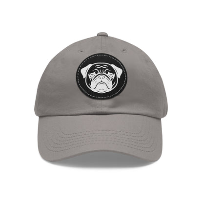 [Gray] Unisex Poogs Hat with Leather Patch, Cute Pet Lover Cap, Gift for Dog Owners, Adjustable Baseball Cap, Fun Casual Headwear