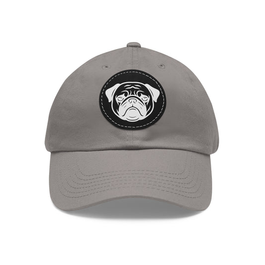 [Gray] Unisex Poogs Hat with Leather Patch, Cute Pet Lover Cap, Gift for Dog Owners, Adjustable Baseball Cap, Fun Casual Headwear