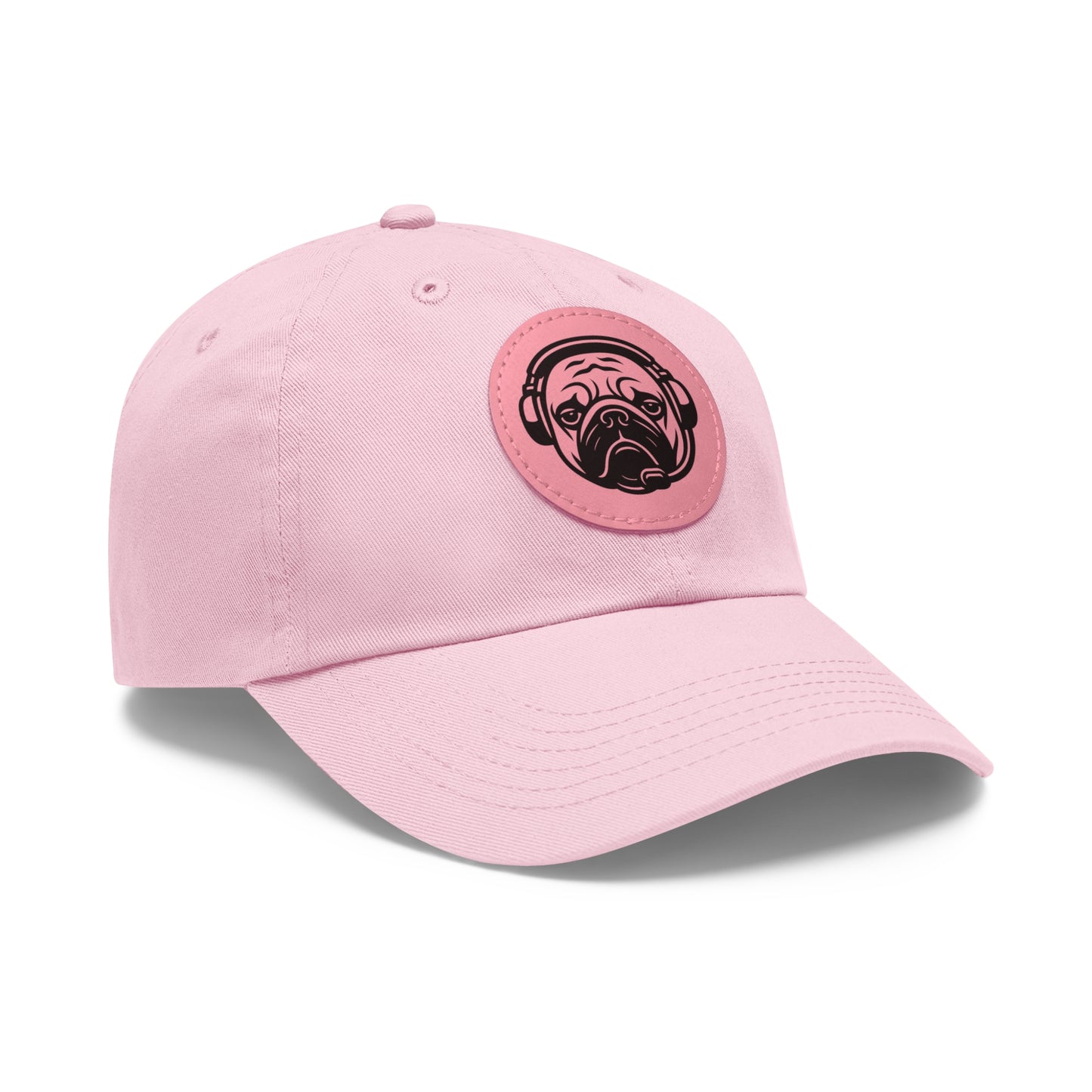 [Pink] Unisex Poogstek Hat with Leather Patch, Cute Pet Lover Cap, Gift for Dog Owners, Adjustable Baseball Cap, Fun Casual Headwear