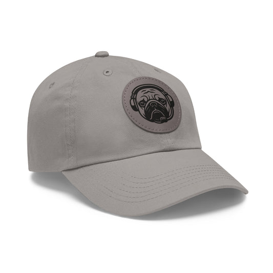 [Grey] Unisex Poogstek Hat with Leather Patch, Cute Pet Lover Cap, Gift for Dog Owners, Adjustable Baseball Cap, Fun Casual Headwear